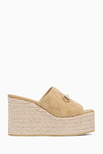 Horsebit 110 Wedge Espadrilles in GG Suede