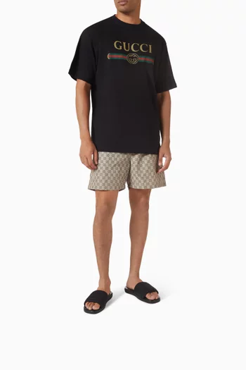 Logo Slide Sandals in Jacquard