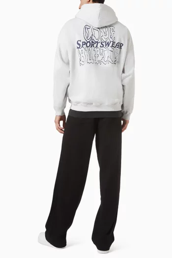 كنزة بغطاء رأس وأحرف الماركة وشعار Sportswear قطن