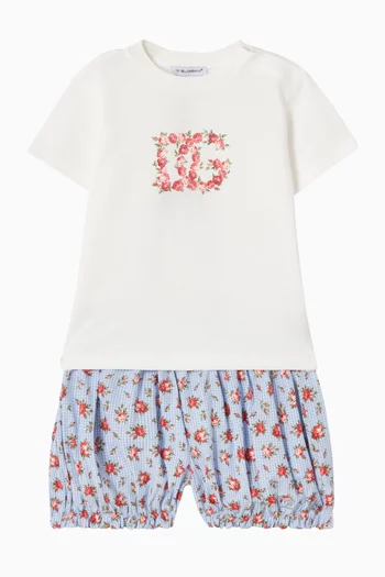 Small Rose-Print Shorts in Poplin