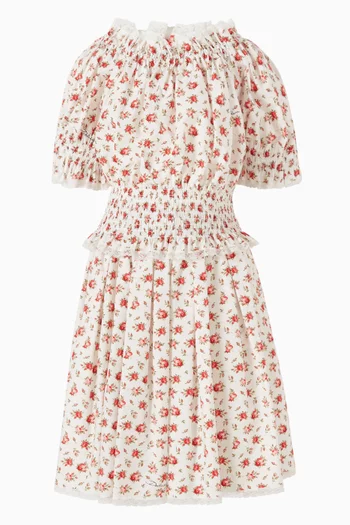 Floral Smocked Blouse in Cotton