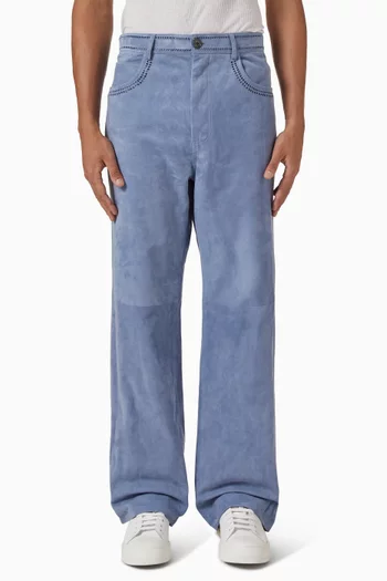 Cut-out Detailing Pants in Suede