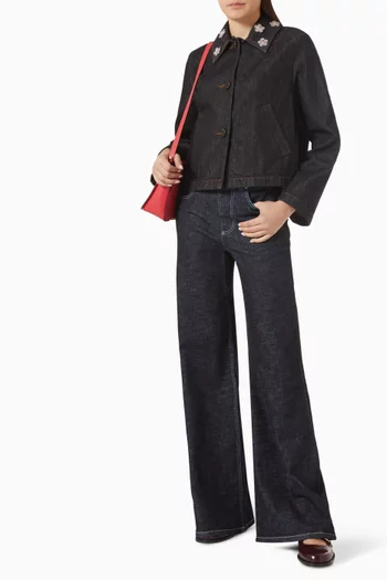 Daisy Appliqués Jacket in Denim