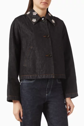 Daisy Appliqués Jacket in Denim