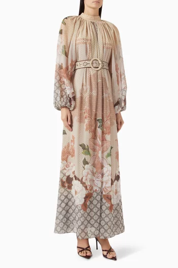 Kaori Belted Dress in Chiffon