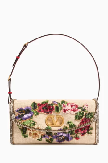 Small DeVain Shoulder Bag in Linen