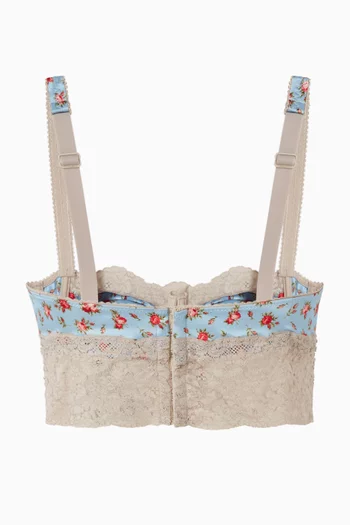 Floral Lace-Trim Bralette in Silk & Cotton