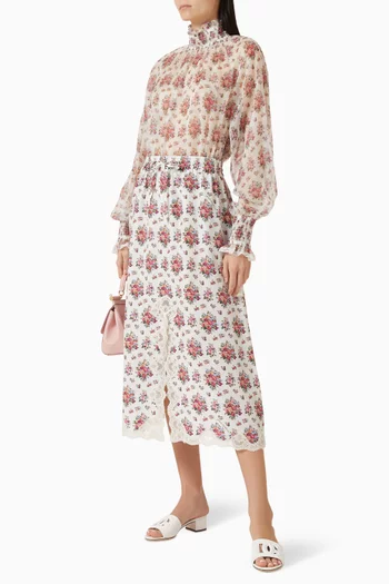 Floral-print Top in Chiffon