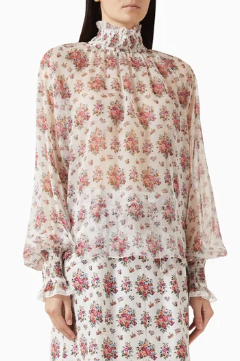 Floral-print Top in Chiffon
