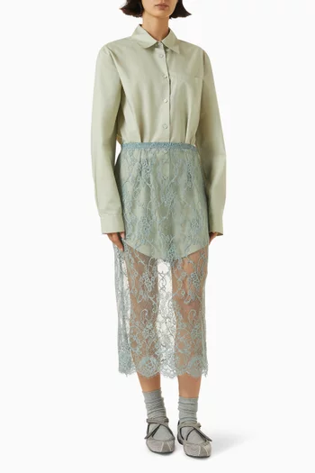 Layered Shirt Maxi Dress in Lace