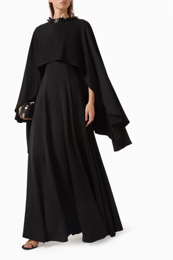 Orlisse Embellished Cape Dress