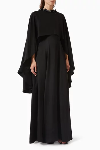 Orlisse Embellished Cape Dress