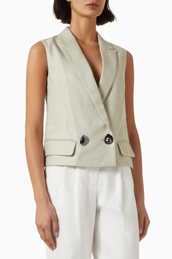 Logo Waistcoat in Linen-poplin