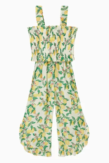 Aretha Citrus-print Pants in Cotton