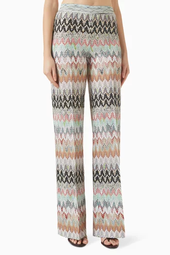 Knit Wide-leg Pants in Viscose Blend