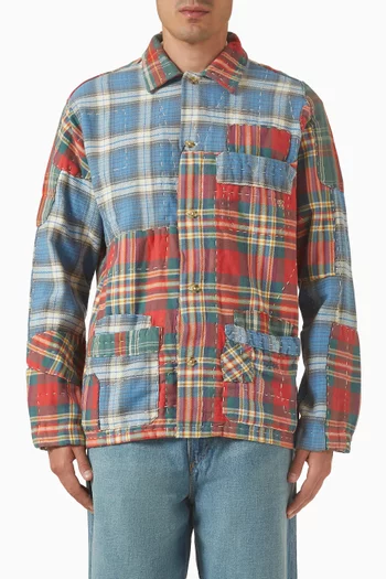 Patchwork Plaid Overshirt in Cotton Flannel