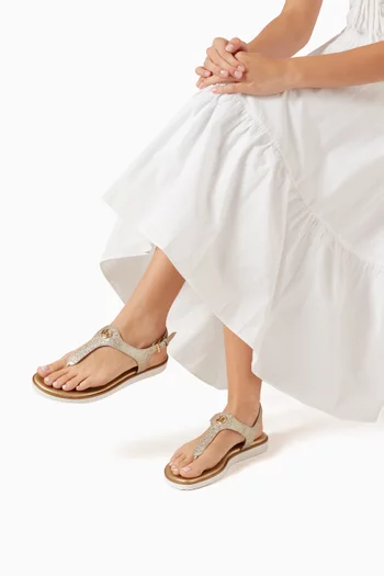 Val Thong Sandals in Glittered Leather