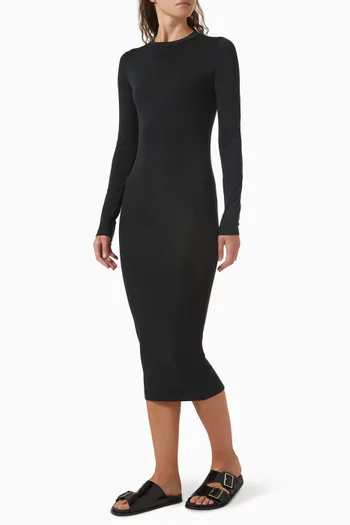 Fitted Long-sleeve Midi Dress