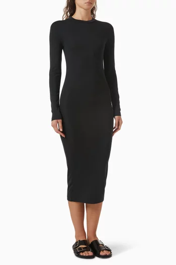 Fitted Long-sleeve Midi Dress