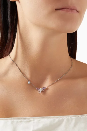 Dragonfly Pendant Necklace in Rhodium-plated Metal