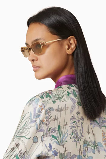 Rectangular Frame Sunglasses in Metal