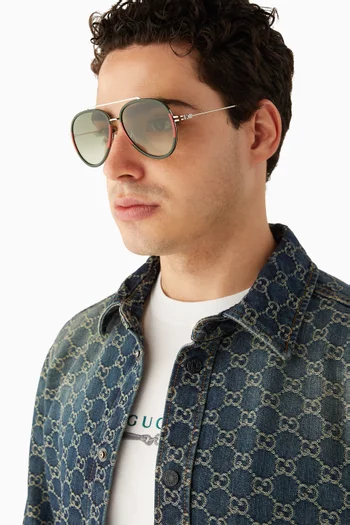 XL Pilot Sunglasses in Metal