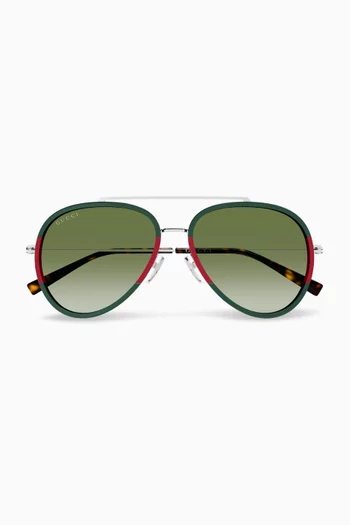 XL Pilot Sunglasses in Metal