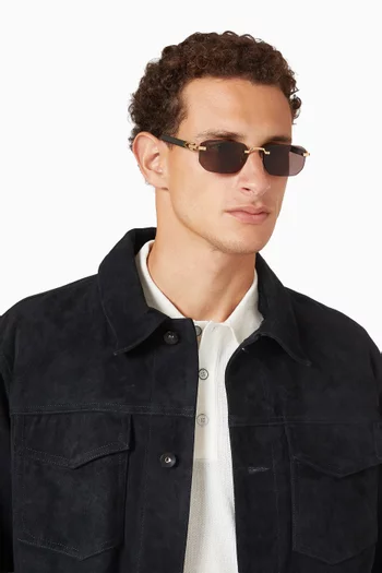 Rimless Rectangle Sunglasses in Metal