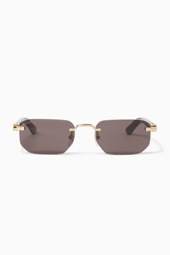 Rimless Rectangle Sunglasses in Metal