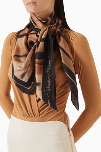 Tiger-print Foulard in Silk-twill