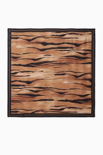 Tiger-print Foulard in Silk-twill