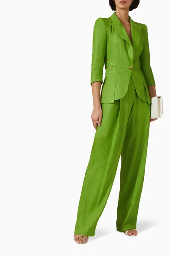 Straight-leg Pants in Linen Blend