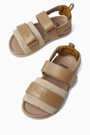 Logo Velcro Sandals in Leather