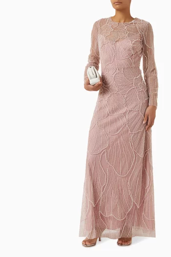 Bead-embellished A-line Gown