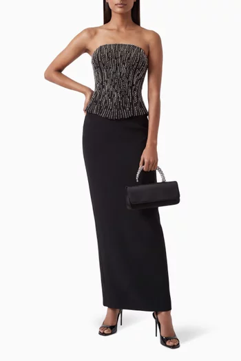 Embellished Corset Gown in Crepe