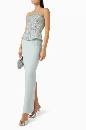 Embellished Corset Gown in Crepe