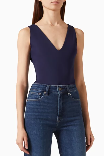 Deep V-neck Bodysuit in Scuba