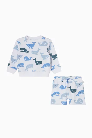 Whale-print Sweatshirt & Shorts Set