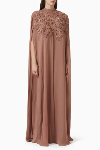 Embroidered Cape Dress