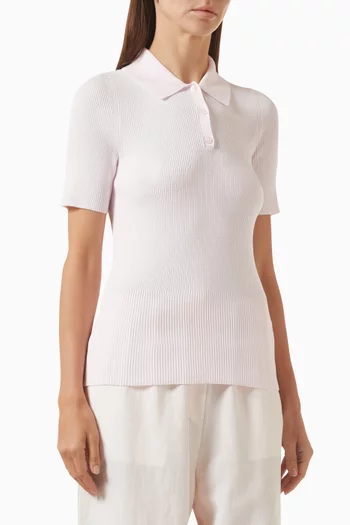 Rib-knit Polo Shirt in Viscose-blend