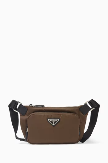 Shoulder Bag in Re-Nylon & Saffiano Leather
