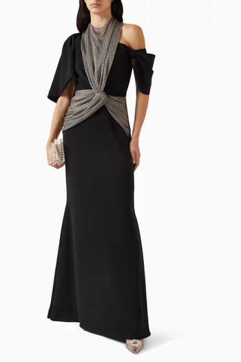 Asymmetric Draped Dress in Crepe