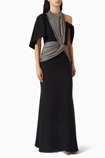 Asymmetric Draped Dress in Crepe
