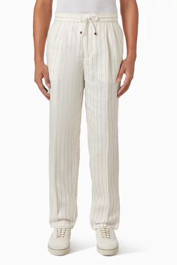 Chalk Stripe Pants in Linen Twill