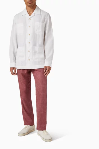 Diagonal Guayabera in Cotton-blend