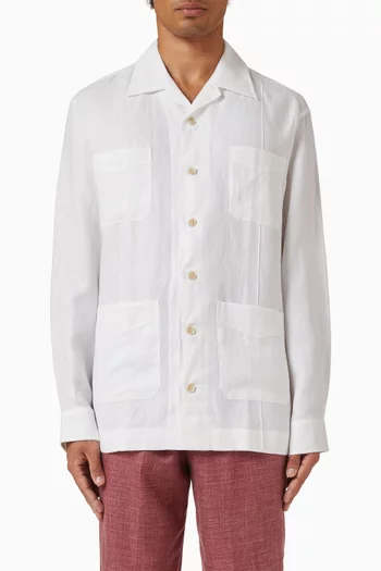 Diagonal Guayabera in Cotton-blend