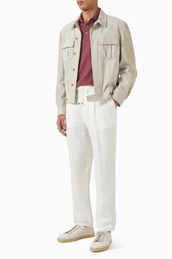 Garment Dyed Pleated Pants in Linen