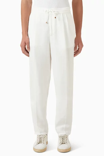Garment Dyed Pleated Pants in Linen