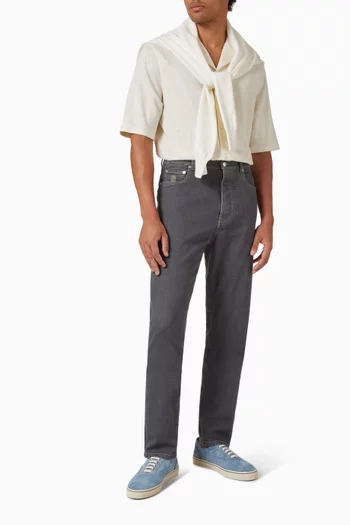 Camp Collar Chevron Shirt in Linen & Cotton