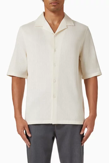 Camp Collar Chevron Shirt in Linen & Cotton